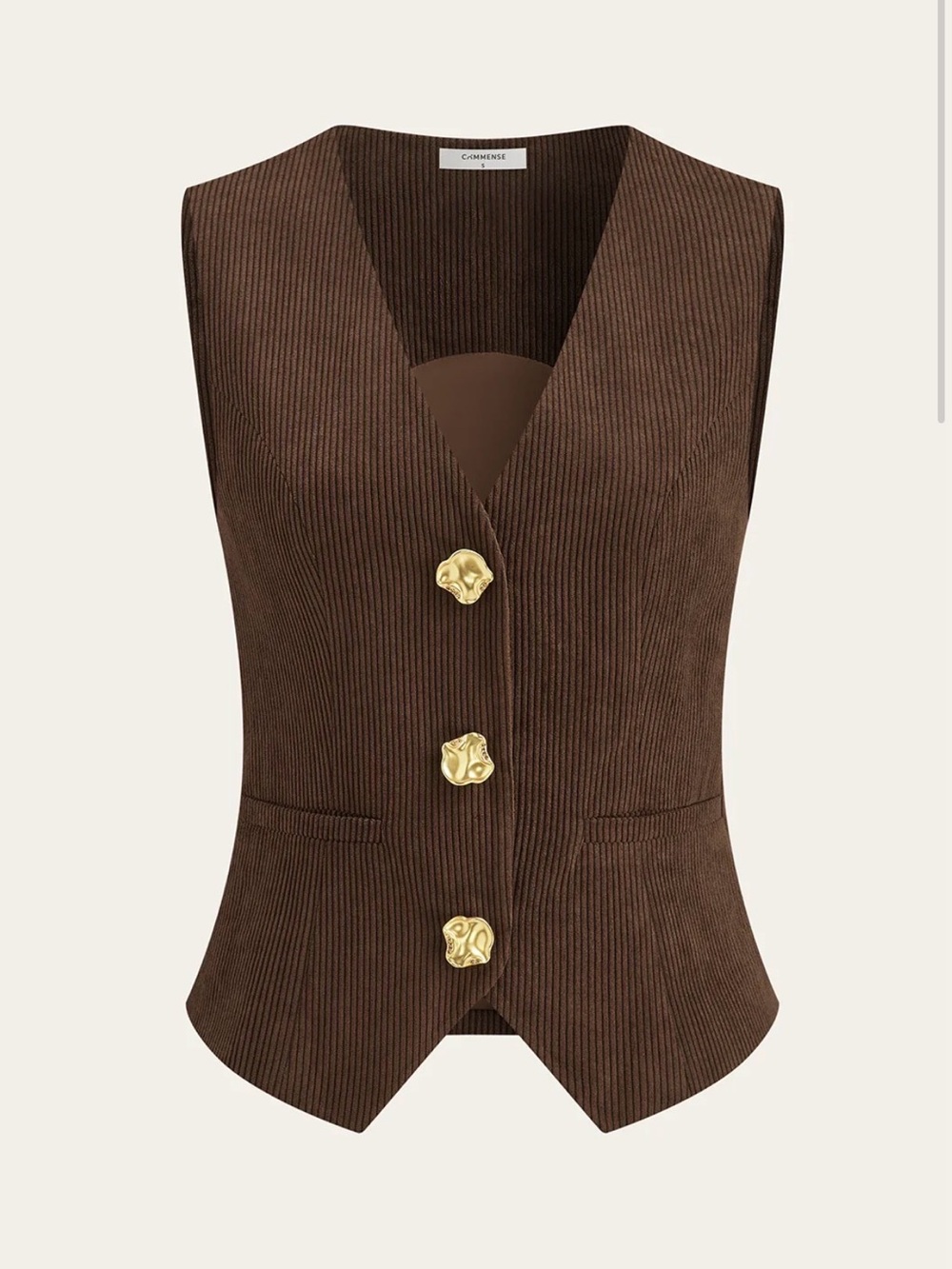 Commense Brown Wide Leg Pants with Matching Vest - Picture 2 of 9